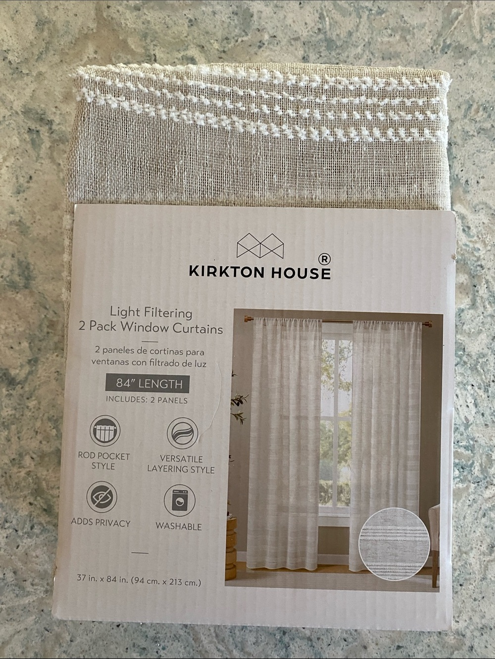Kirkton House Light Filtering Window Curtains - Natural Beige (2 Pack)